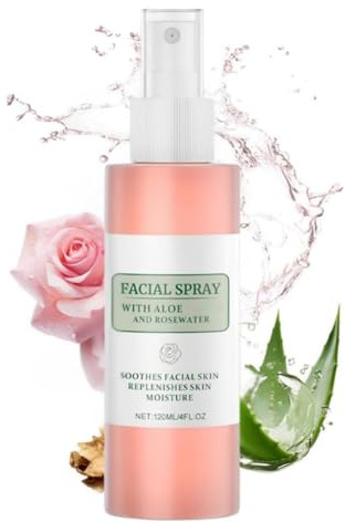 Rose Water Spray for Face,Aloe Vera Spray,Facial Mist Hydrating,Aloe Vera Hydrating Face Toner,Facial S-Pray,Makeup Setting S-Pray,Nourishing Dry Skin,Pore Minimizer,Exfoliating Toner Friendly,120ml