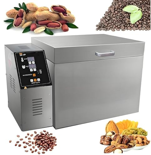 Nuxyyds Torréfacteur électrique, Torréfacteur De Grains De Café en Acier Inoxydable pour Cuisson du Café, De La Châtaigne, des Cacahuètes, des Céréales, du Temps Et De Température Réglables 2000g