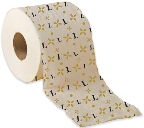 Toilettenpapierrolle mit Initial und Band mit lustigen Witzen – Geschenkidee lustiger Scherz, lustiges Gadget Buchstabe L