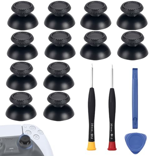 1 Set Thumbstick per PS5, Analog Stick di Ricambio di Riparazione Joystick per PS5 Controller, Copertura Tappi Thumbstick in Silicone, Kit Completo con Strumento per Manutenzione Controller