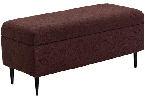 CRFATOP Jacquard Rectangle Ottoman Stool Cover Stretch Folding Storage Footstool Bench Slipcovers Upholstered Foot Chest Chair Covers Washable Entryway Furniture Protector with Elastic Bands,L,Coffee