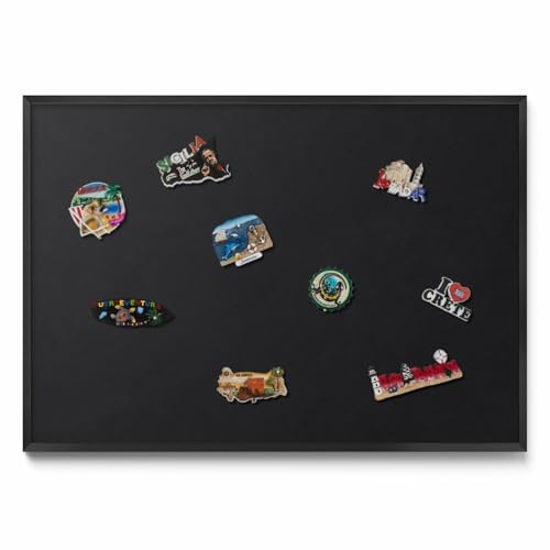 Tulup Magnettafel Pinnwand 100x70 cm Schwarz Kunststoffrahmen Metall Oberfläche Holzoptik Akzent Magnetisch Wandboard Memoboard Notiztafel für Zuhause Büro Küche Kinderzimmer Schule