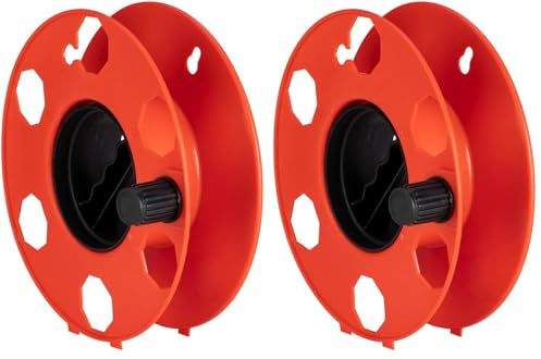POLY POOL - PP2603 Enrouleur vide ROLLY pour Rallonges Électriques, Cordes, Tuyau Flexible - Enrouleur de câble Professionnel Idéal pour les Tondeuses à Gazon, Rouge (Lot de 2)