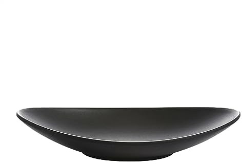 ZIGUIhsou-11 deep Plate 1 Piece Deep Plate Oval Spindle Frosted Black Hotel Dim Sum Seafood Sushi Fruit Imitation Porcelain Tableware(25.2cm)
