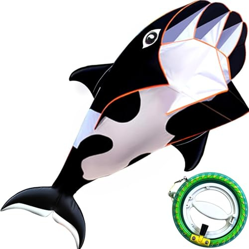 Touch the sky 3D Kite for Kids and Adults Easy to Assemble & Fly Outdoor Games and Activities Toy Frameless Soft Giant Dolphin Whale Kites