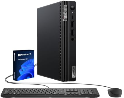 Lenovo ThinkCentre M80q Tiny Desktop Mini PC, Intel Core i5-10500, 8 GB RAM, 512 GB SSD, tastiera US QWERTY WiFi, Bluetooth, Windows 11 Pro (ricondizionato)