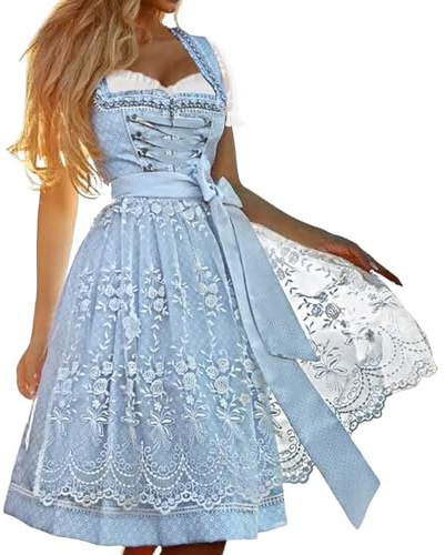 Vestito Dirndl Donna Costume da Oktoberfest da Donna Tradizionale Germandress Elegante per Feste e Spettacoli in Maniche Corte Offerings per Palcoscenico Perfetto per Eventi e Tempo Tracht Matrimonio