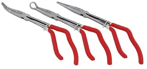 Neilsen CT2151 3pc Pistol Grip Hose and Cable Pliers Set-Size: 11 Long Reach | Long Nose:Straight | Bent Nose 90 Degree | Double Leaf Spring | Ideal for Removing/Installing Rubber Hoses on Fuel Lines