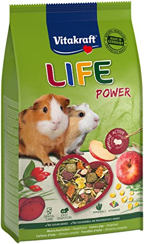Vitakraft Life Power, Hauptfutter für Meerschweinchen, mit Apfel und Roter Beete, mit Beta-Glucanen, stärkt die Abwehrkräfte, unterstützt den Zahnabrieb, ohne Zucker (1x 600g)