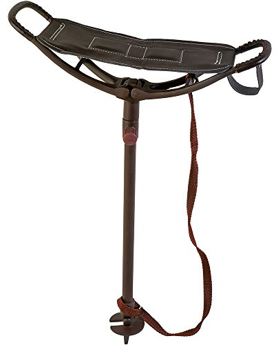 Januel – Sitzrute – Teleskopbeine – Sitzfläche Leder – Höhe 60 bis 100 cm – Freizeit Natur Outdoor Camping Jagd Angeln Bushcraft – Braun