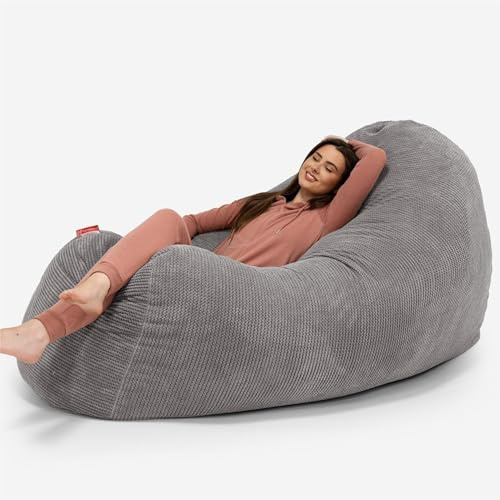 Lounge Pug, Riesen Sitzsack Couch, Sitzsack Sofa, Pom-Pom Anthrazit