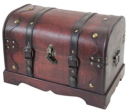 HMF 6403-140 Schatztruhe aus Holz mit Schloss | 40 x 23 x 27 cm | Groß | Kambodscha