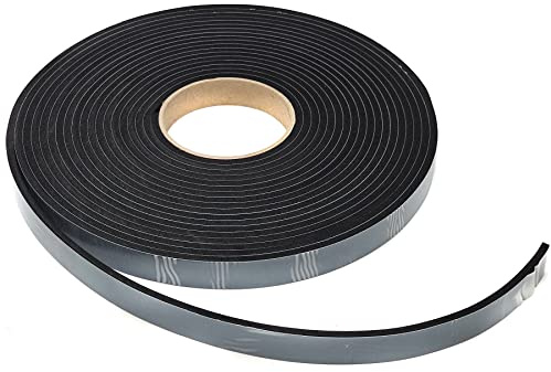 Espuma EPDM negra. Longitud: 10 m en rollo. Adhesivo por una cara (20 mm x 5 mm)