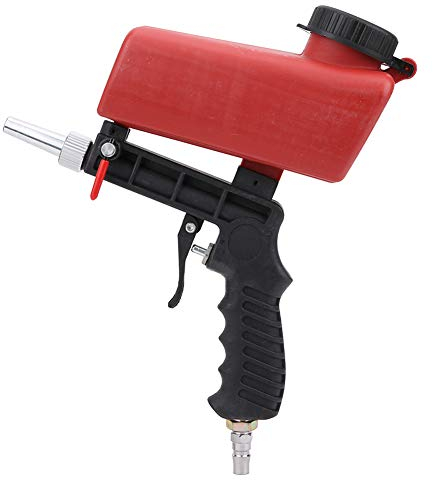 FastUU Pneumatischer Sandstrahler, tragbarer tragbarer Sandstrahler Sandstrahlpistole Sandstrahlpistolen-Kit mit großer Kapazität für alle Strahlmittel, Entfernung von Metallrost, Detailbehandlung
