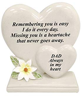 Personalised Grave Ornament/Memorial Plaque with Double Hearts | Graveside Decoration Gift in the Loving Memory of your Loving Deceased Ones (Dad)