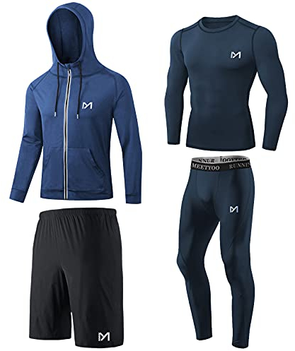 MEETYOO Maglietta a Compressione da Uomo, Leggings Sportivi, Pantaloni da Corsa, Maglietta Funzionale da Uomo, Pantaloni a Compressione, Abbigliamento Funzionale per Corsa, Palestra, Fitness