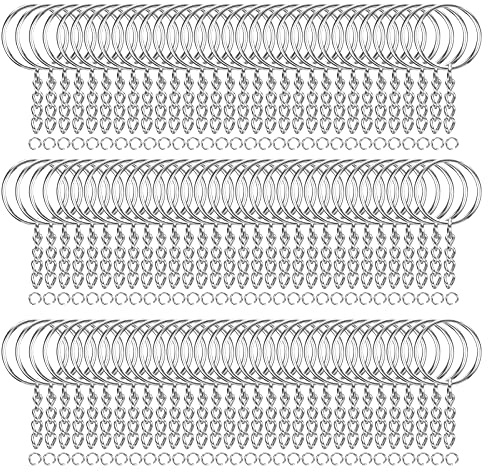 HAUTOCO 100Stück 25mm Schlüsselringe mit Kette und Biegeringen, Schlüsselanhänger-Kit, für DIY Schlüssel Handwerk, Schlüsselanhänger Zubehör, Schmuckherstellung (Silber)