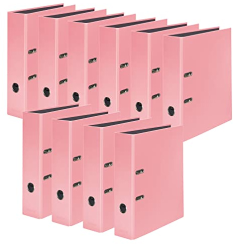 Original Falken 10-Pack PastelColor-mapp. Tillverkad i Tyskland. 8 cm bred DIN A4 pastellfärgad flamingo rosa ringpärm mapp bokstavsmapp brevmapp kontorsmapp plastmapp slitsad mapp motivmapp