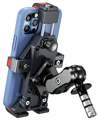 BRCOVAN Motorrad Gabelschaft Handyhalterung mit Vibrationsdämpfer, Diebstahlsichere Aluminiumlegierung Handy Motorradhalterung, 360° Drehbar, Verstellbar, für 4,7-7,2 Zoll Smartphone