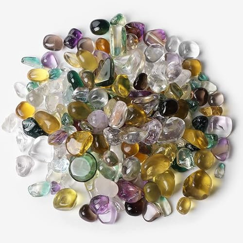 Piedras de piedra natural minerales de chip de cristal piedras de grava cruda para decoración del acuario casero, vidrio de mezcla NO.18, 100g