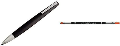 Lamy 2000 4-Farb-Kugelschreiber 401– Mehrfachkugelschreiber in der Farbe Schwarz, matt M & M 55 Mine 816 – Markiermine aus Metall in der Farbe Orange