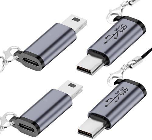 Seminer Adaptador USB C a Mini USB (4 Pack), Tipo C Hembra a Macho Convertir Conector, Compatible Con Cámaras Digitales, Ordenador, GPS