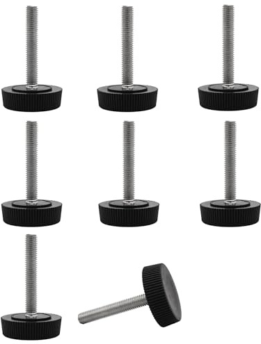 SKIR'CO 8 st, möbelutjämning fötter M5 x 30 mm, justerbara runda ben 25 mm diameter, M5 gängutjämningsfot