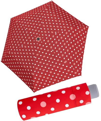 Doppler Mini parapluie de poche pour enfant à pois, rouge, 91 cm, Parapluie de poche Super Mini