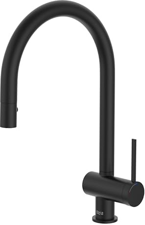Roca A5A811FNB0 Roca A5A811FC00 Mezclador Cocina Caño U, Coleccion Ona, Caño Extraíble, Negro Mate