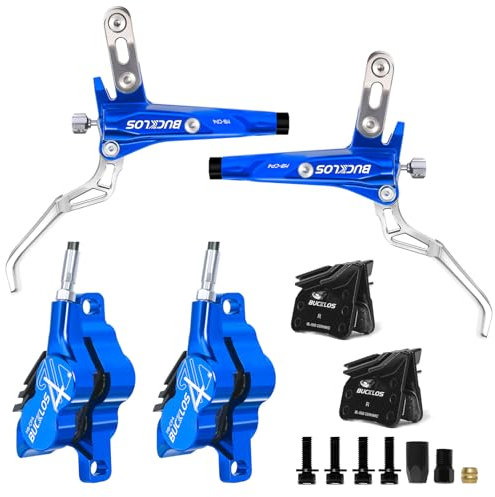 BUCKLOS MTB Hydraulisches Scheibenbremsen-Set, 4 Kolben, vorne 850 mm und hinten 1550 mm