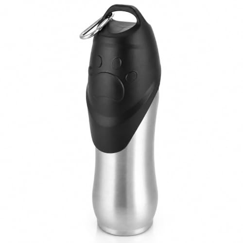 QWORK® Trinkflasche Hund Große 750ml, Hundetrinkflaschen aus 304 Edelstahl, Hundetrinkflasche Tragbar, zum Spazierengehen, Wandern, für Outdoor-Aktivitäten