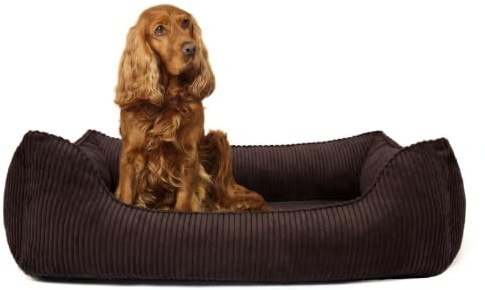 PAW WOW Anton Hundebett | Orthopädisches Hundebett | Hundekörbchen für mittelgroße und große Hunde (Braun, 105x75cm)