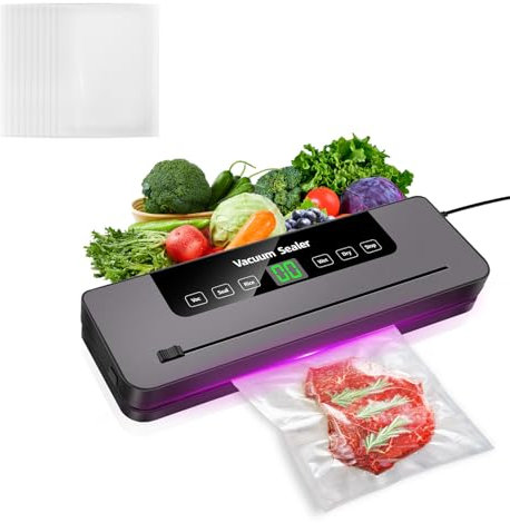 Vacuum Sealer Machine for Food, Multi-Functional Food Saver, Built-in Cutter, 30cm Seam, Food Vacuum Sealer for Preserving Beef, Meat, Fish, Fruits and Vegetables, Compact Vacuum Sealer