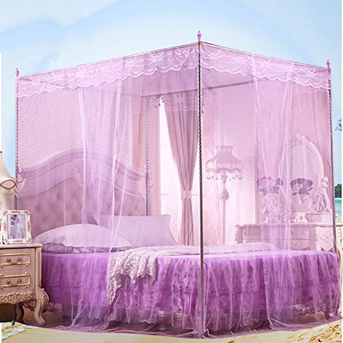 Betthimmel-Netzrahmen aus Edelstahl für Doppelbett, Queen-Size-Bett, California-King-Size-Bett, 4-Eck-Design für volle Abdeckung und eleganten Look