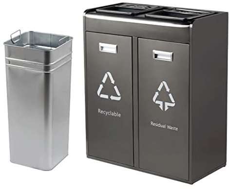 Papelera de Cocina Papelera Exterior Papelera giratoria de Acero Inoxidable con cenicero Papelera Sanitaria Apto para hoteles Centros comerciales Contenedor de Basura