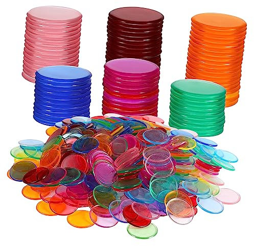 NAMOARLY 500stücke Bunte Bingo Chips Transparent Kunststoff Runde Zählchips Marker Für Bingo Spielkarten Klassenzimmer Zubehör Rot Blau Gelb Grün