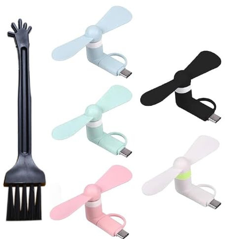 Mini Ventilador USB,Ventilador USB 2 En 1 Tipo C,2 En 1 Tipo C Micro USB Mini Fan Cooler Para Teléfonos Portable,Ventiladores De Teléfono Portátil USB ﻿ (Negro&Blanco&Rosa&Verde&Azul)