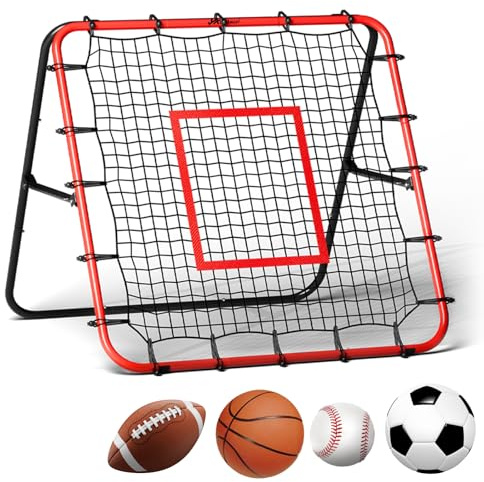 JASCOPRO Fotbollsstudsnät, vinkeljusterbar fotbolls-studs-bräda för precisionspassning, skytte, första beröring och bollkontrollborrar för barn, tonåringar och vuxna, 100 x 100 cm