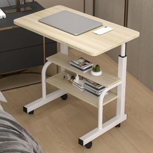 31,5-Zoll-Betttisch, verstellbarer Nachttisch über dem Bett, mobile Sofa-/Bett-Beistelltische mit Ablageflächen, Betttabletttisch mit Rädern, rollbarer Computertisch, Laptop-Tische für Couch, Home-Of