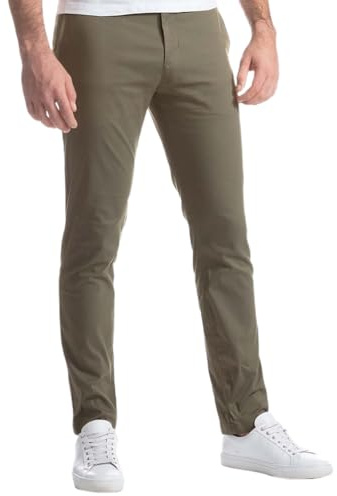 Oanviso Pantalón Chino Hombre Casuales Regular Fit Pantalone Elasticos Pantalóns Largo Trabajo Pantalones Occidentales Vaqueros Ajustados Oversized A Ejercito Verde M