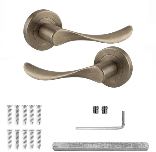 Decoranddecor Antique Brass Door Handles Internal Lever on Rose Set | CE marked, solid aluminium, built to last Internal Door Handles, fits 35-42 mm doors, Nimbus Range