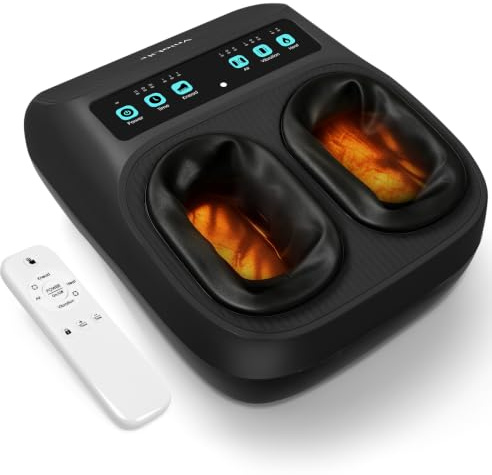 Vniolife Fußmassagegerät, Shiatsu fussmassagegerät elektrisch mit 3 Knet-Luftkompressions-Vibrationsstufen & 2 Heizstufen, Fernbedienung, bis Schuhgröße 44, Geschenke für Frauen & Männer