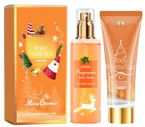 Lait Corps Hydratant,Lait Corps Hydratant Anti Dessèchement,Fleur d'Oranger Lait Corporel & Brume Corporelle,Brume Corporelle Parfumée,Hydrate 48h,Nourrit et hydrate la peau,Coffret cadeau de Noël