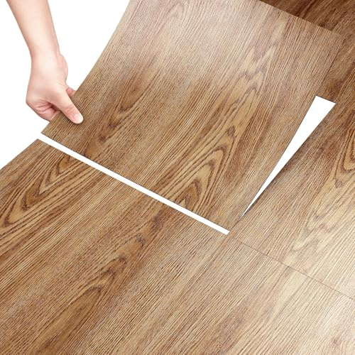 Stickyart 36 Stück PVC Fliesen Selbstklebend Holzoptik Braun Bodenfliesen 30cm x 30cm Vinylboden Selbstklebend Holz Braun Boden Vinyl Fliesen PVC Boden Rutschfest für Bad Wohnzimmer Badezimmer