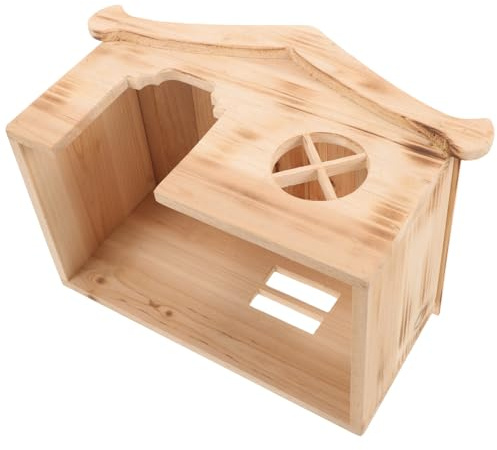 Parliky Hamster Holzhaus Kleintier Versteck Nager Rückzugsort Kleintierhaus für Zwerghamster und Meerschweinchen Mini Holzhaus für Käfig Robust Atmungsaktiv für Hamster und Gerbils