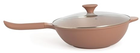 CREATE / WOK STUDIO/Wok de aluminio fundido con revestimiento cerámico moca/Apto para todo tipo de cocinas. Ø32 cm mantiadherente. capacidad de 4.7L. libre de PFOA. mango baquelita