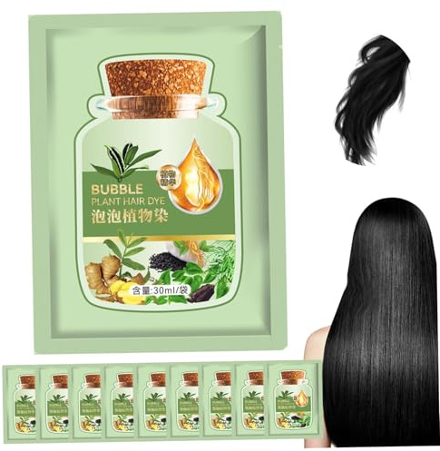 Teinture capillaire végétale naturelle 10 pièces rafraîchissante longue durée 30 ml teinture pour cheveux à bulles plante à bulles coloration rapide soin doux, naturel, décor