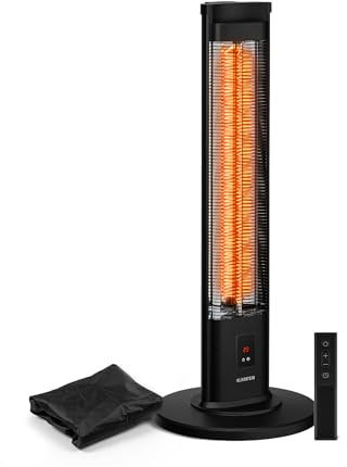Klarstein BlazeTower Calefactor Infrarrojo 2000W - 3 Niveles, IP45, Temporizador, Mando a Distancia, Protección Antivuelco, Exterior, Estufa Infrarroja Portátil