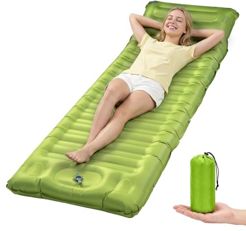 Minthouz Camping Sleeping Pad, 5 Inch Thick Inflatable Camping Pad, Foot Pump Fast Inflation, Portable Sleeping Mat for Camping Backpacking Hiking Traveling Tent
