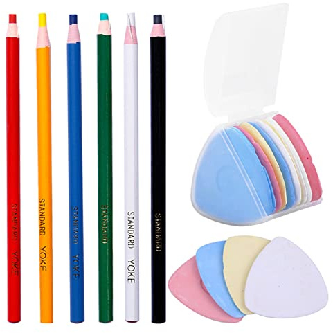 SHUOCONG 10pcs Colorful Erasable Fabric Tailors Chalk 6 Piece Marker Pen Pattern Sewing Tool Needlework Accessories(Type 1)